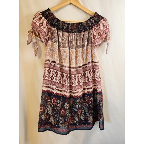 SPEECHLESS Floral Boho Cap Sleeve Runched Collar Blouse Size Small- NWT - Picture 2 of 6